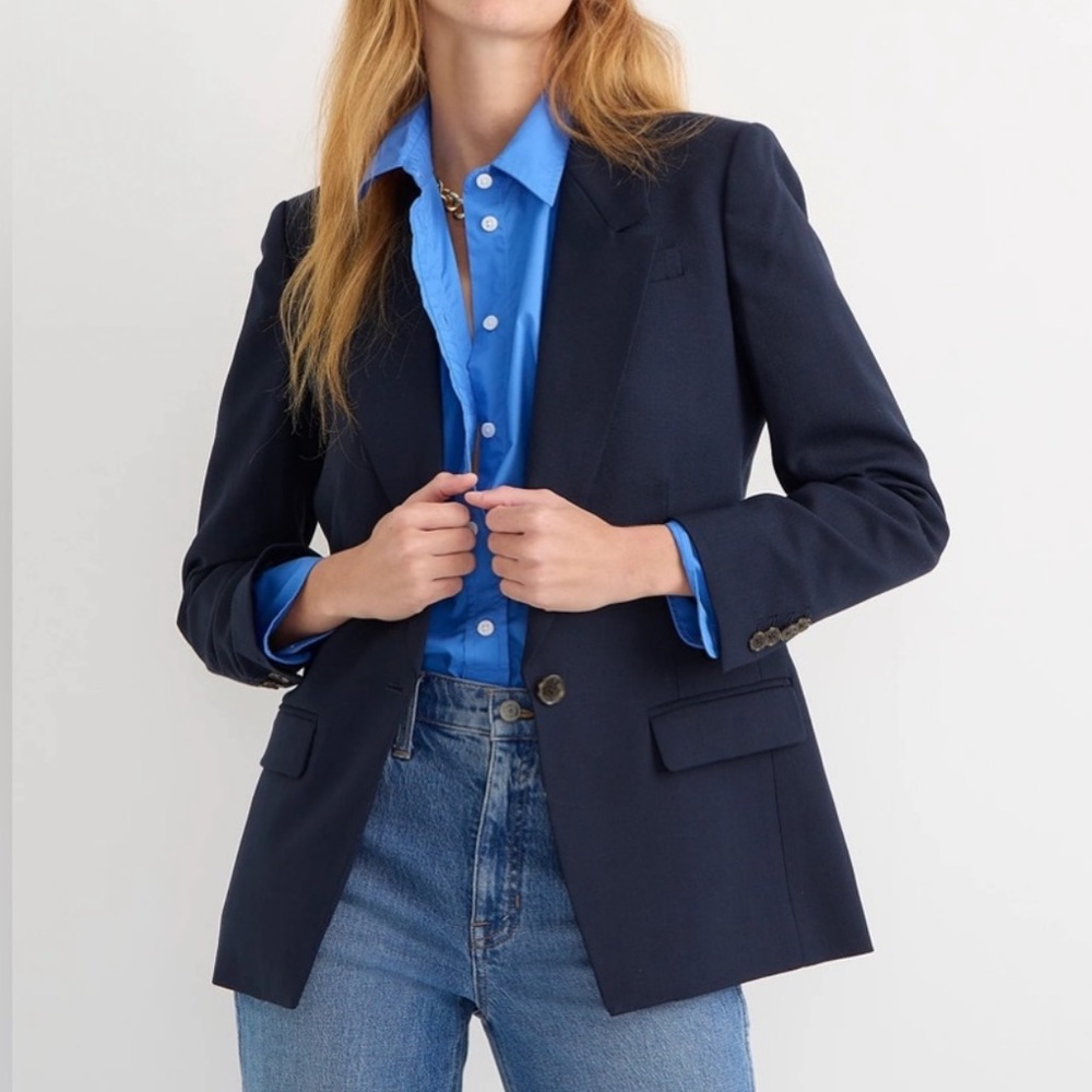 J.Crew Regent Navy Wool Blazer Jacket Size 8